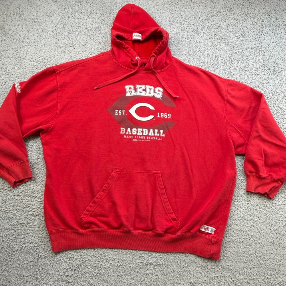 Stitches Cincinnati Reds MLB Baseball Hoodie Red Graphic Sweatshirt XXL